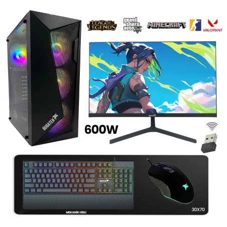 Bugatek GM65-2356 Intel i5 6500 16GB Ram 256GB SSD RX550 4GB 128Bit Ekran Kartı 23.8” Oyuncu Masaüstü Bilgisayar