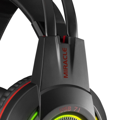 RAMPAGE MIRACLE-X4 SIYAH RGB LED 7.1 SURROUND SOUND SYSTEM MIKROFONLU OYUNCU KULAKLIĞI