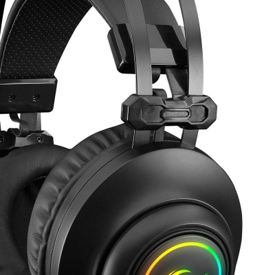 RAMPAGE RM-K1 PULSAR USB 7.1 SURROUND RGB IŞIK EFEKTLİ OYUNCU KULAKLIK - SİYAH